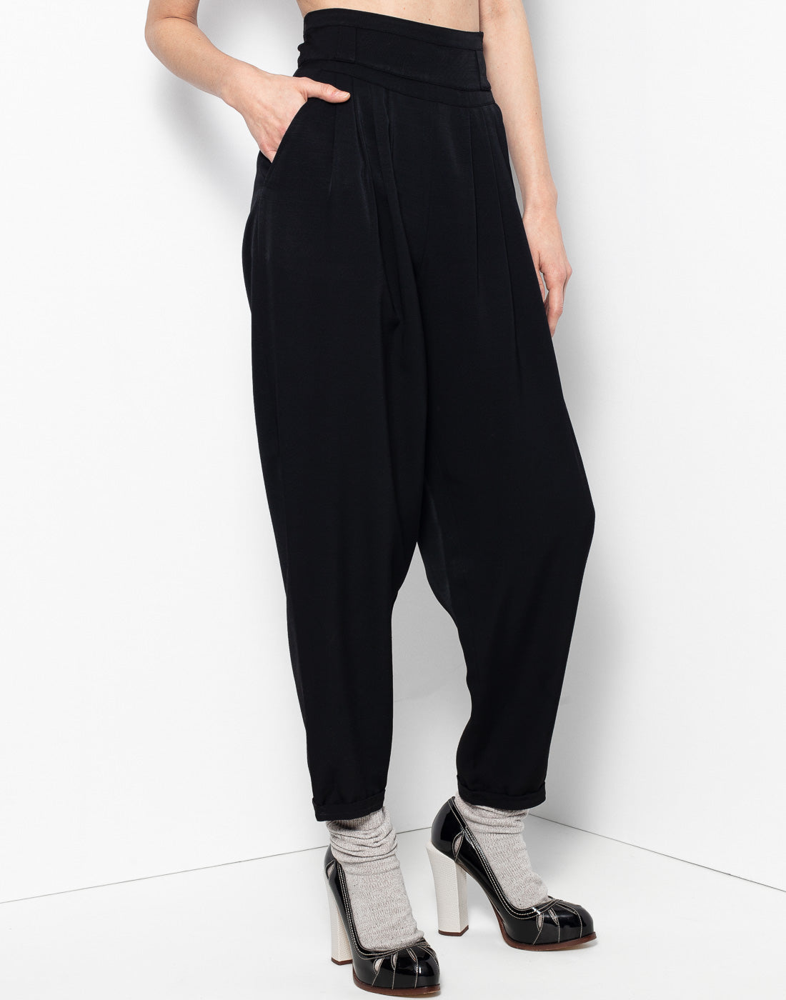 Vintage black sartorial trouser with beautiful detailing