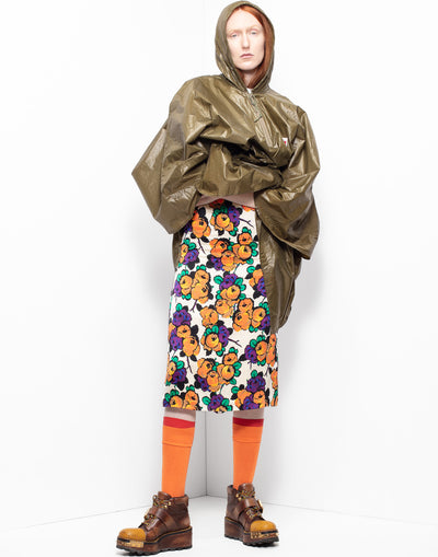 High waist floral silk skirt from Dries Van Noten archives