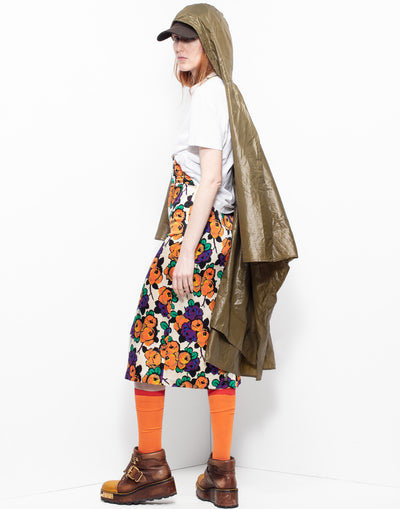 High waist floral silk skirt from Dries Van Noten archives