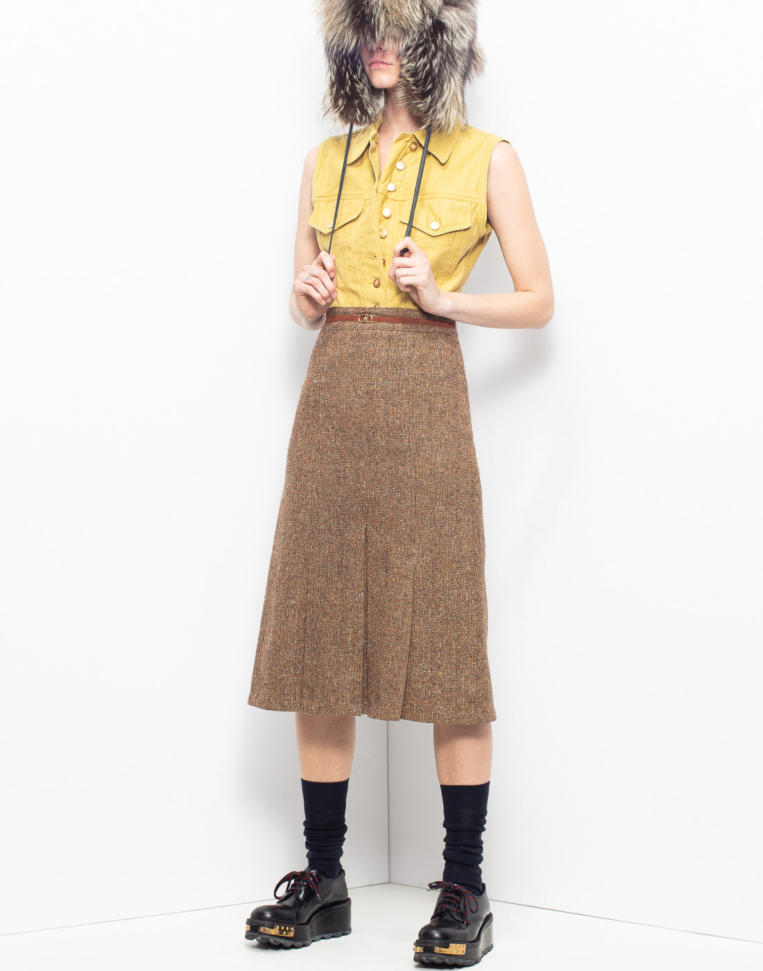 Vintage Clyve's Paris tweed mid lenght skirt