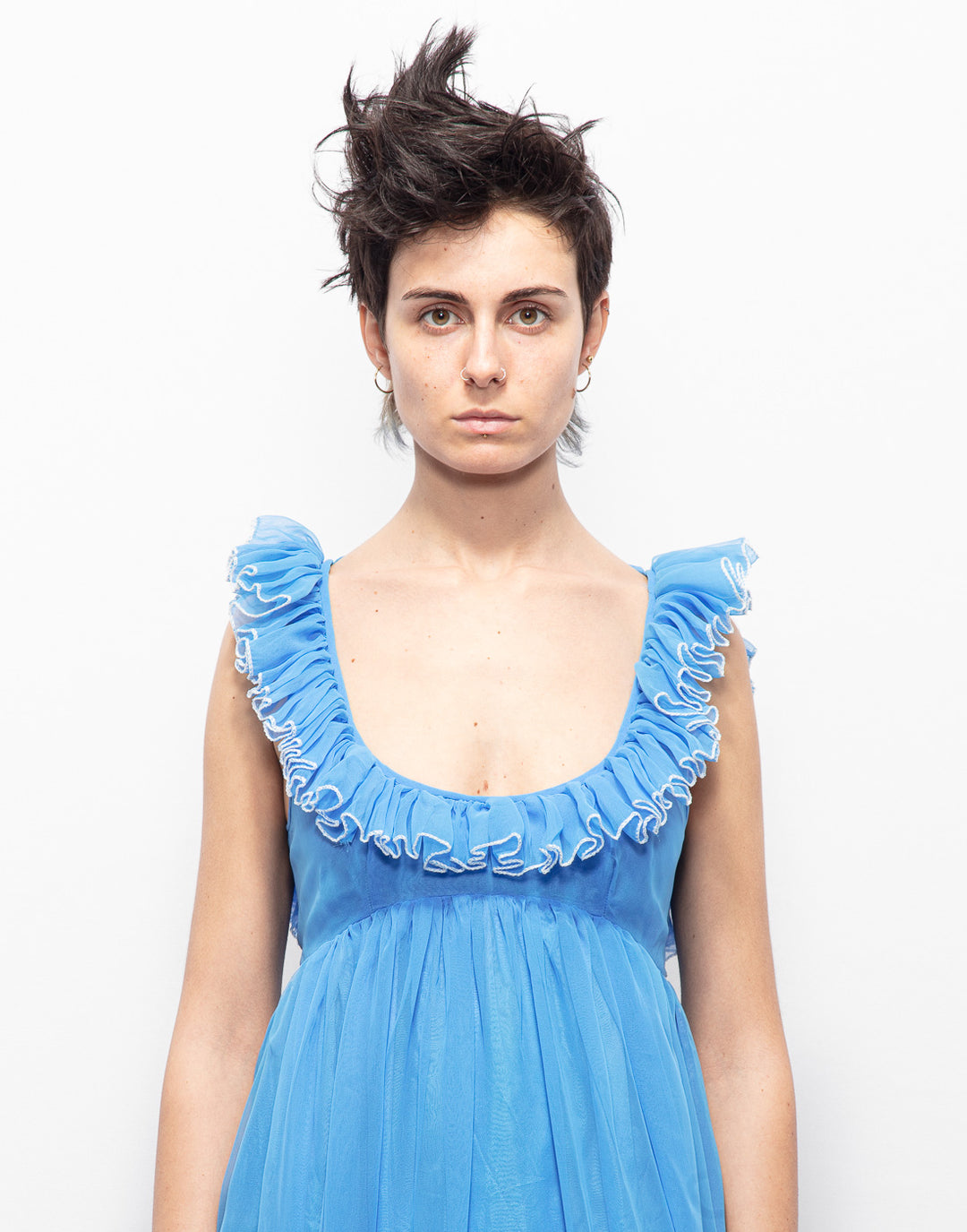 Jean Varon vintage frill blue dress Frida