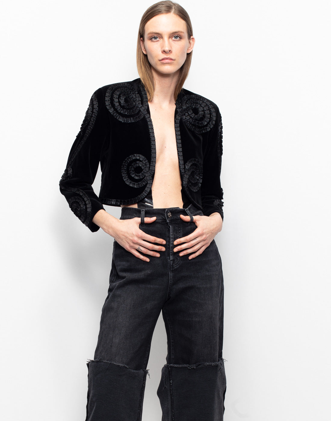 Vintage Kenzo velvet short bolero jacket with silk detailing