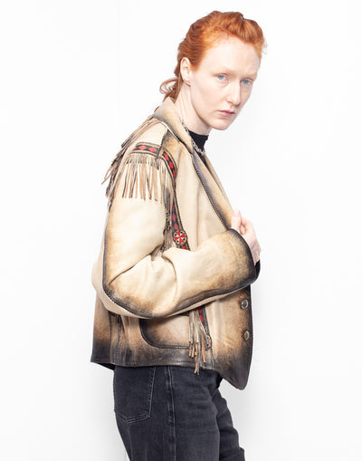 Vintage Front Street western-style leather jacket