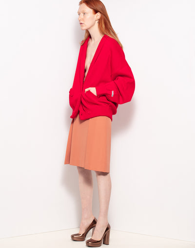 Vintage red oversized double breasted wool cardigan