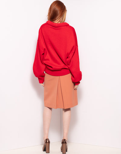 Vintage red oversized double breasted wool cardigan
