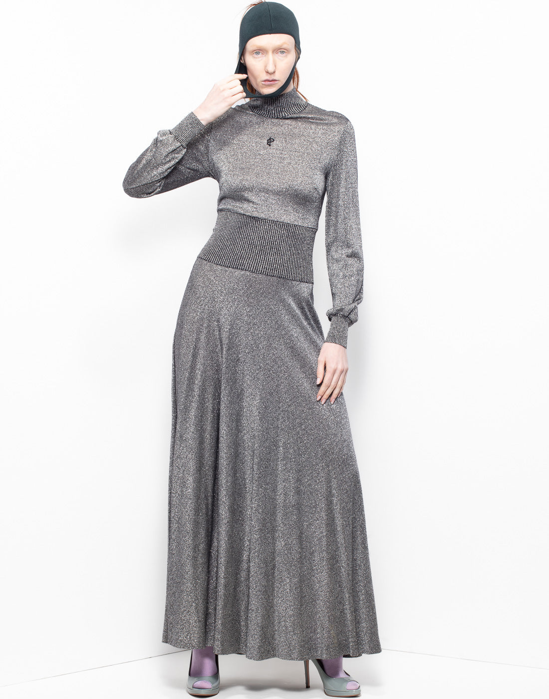Long dress with silver elastic fabric from Pucci archives