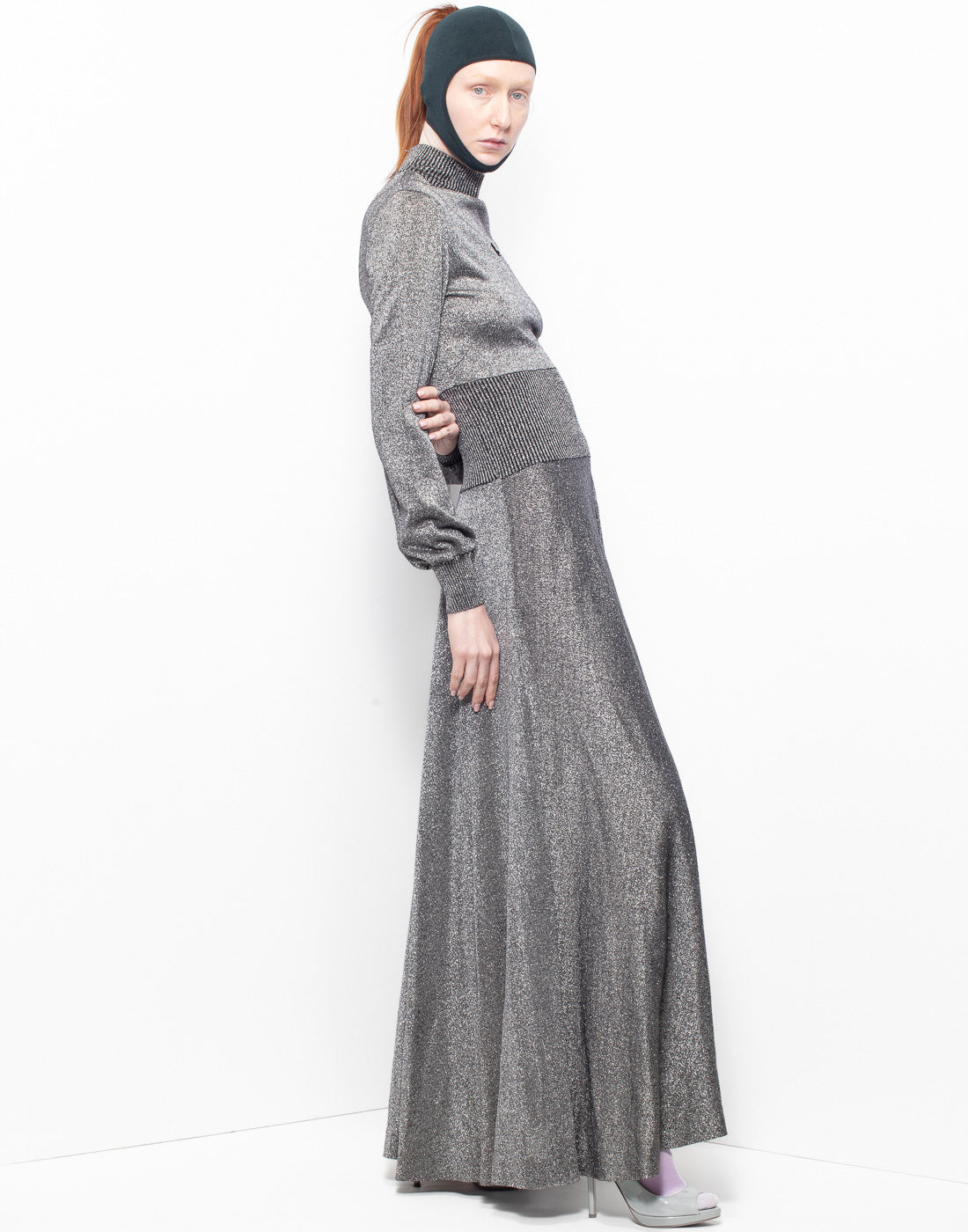 Long dress with silver elastic fabric from Pucci archives