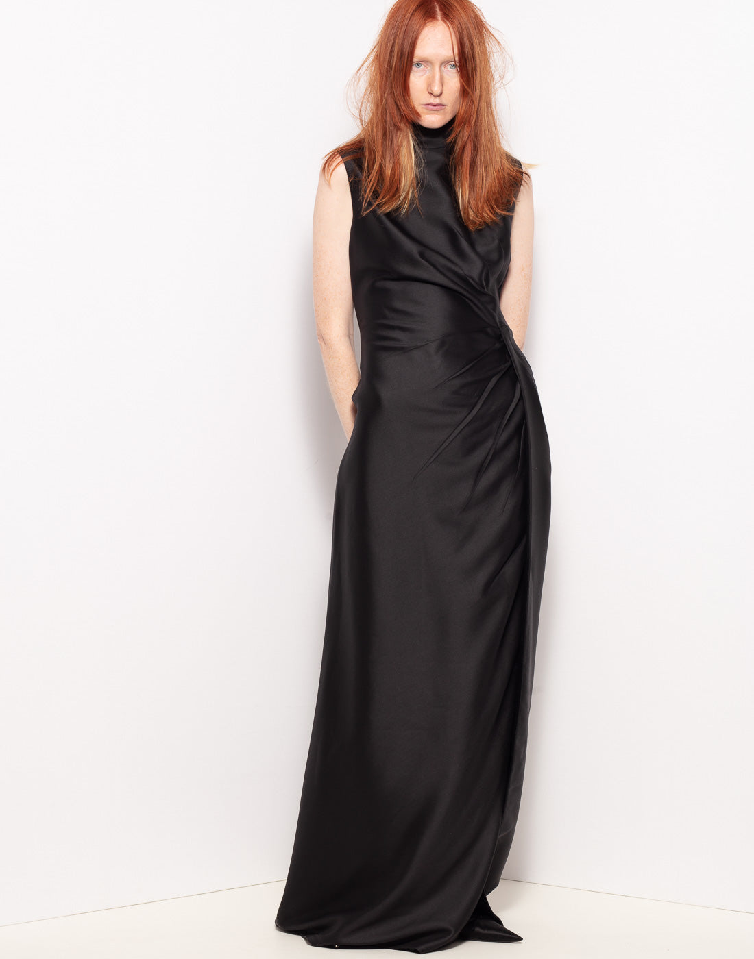 Valentino crepe silk dress with high neck