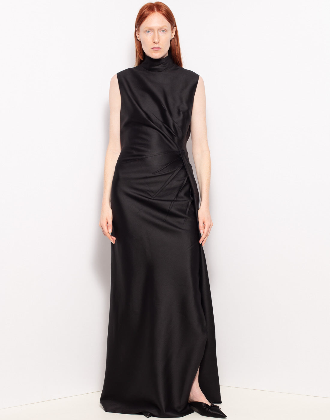 Valentino crepe silk dress with high neck