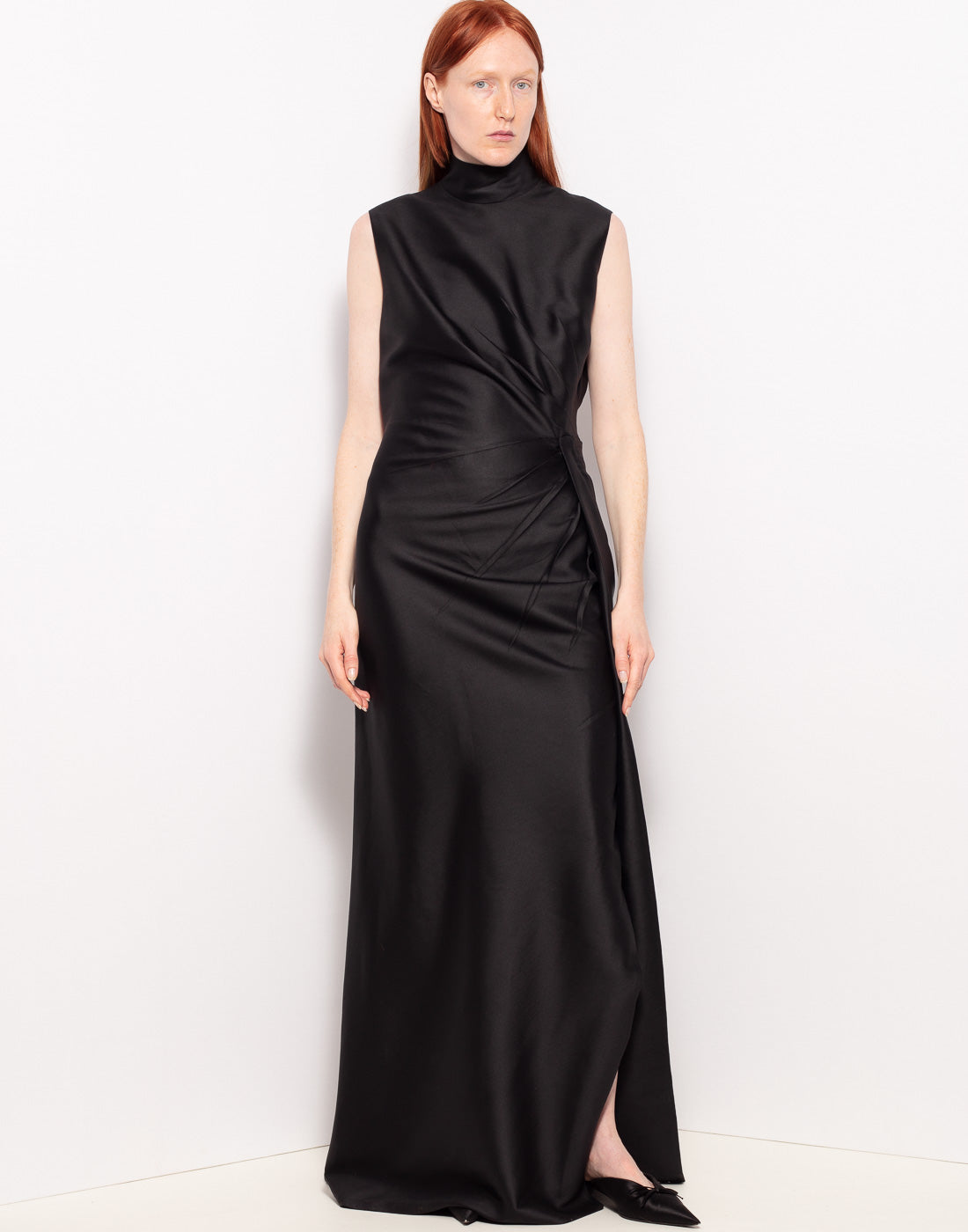 Valentino crepe silk dress with high neck