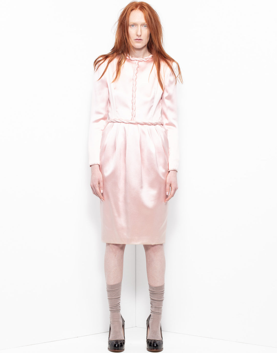 Valentino pink silk dress with braided detail
