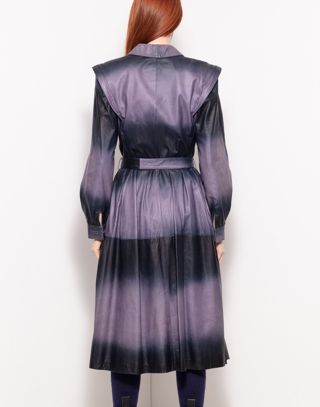 Vintage belted midi leather dress with beautiful shoulder detailing