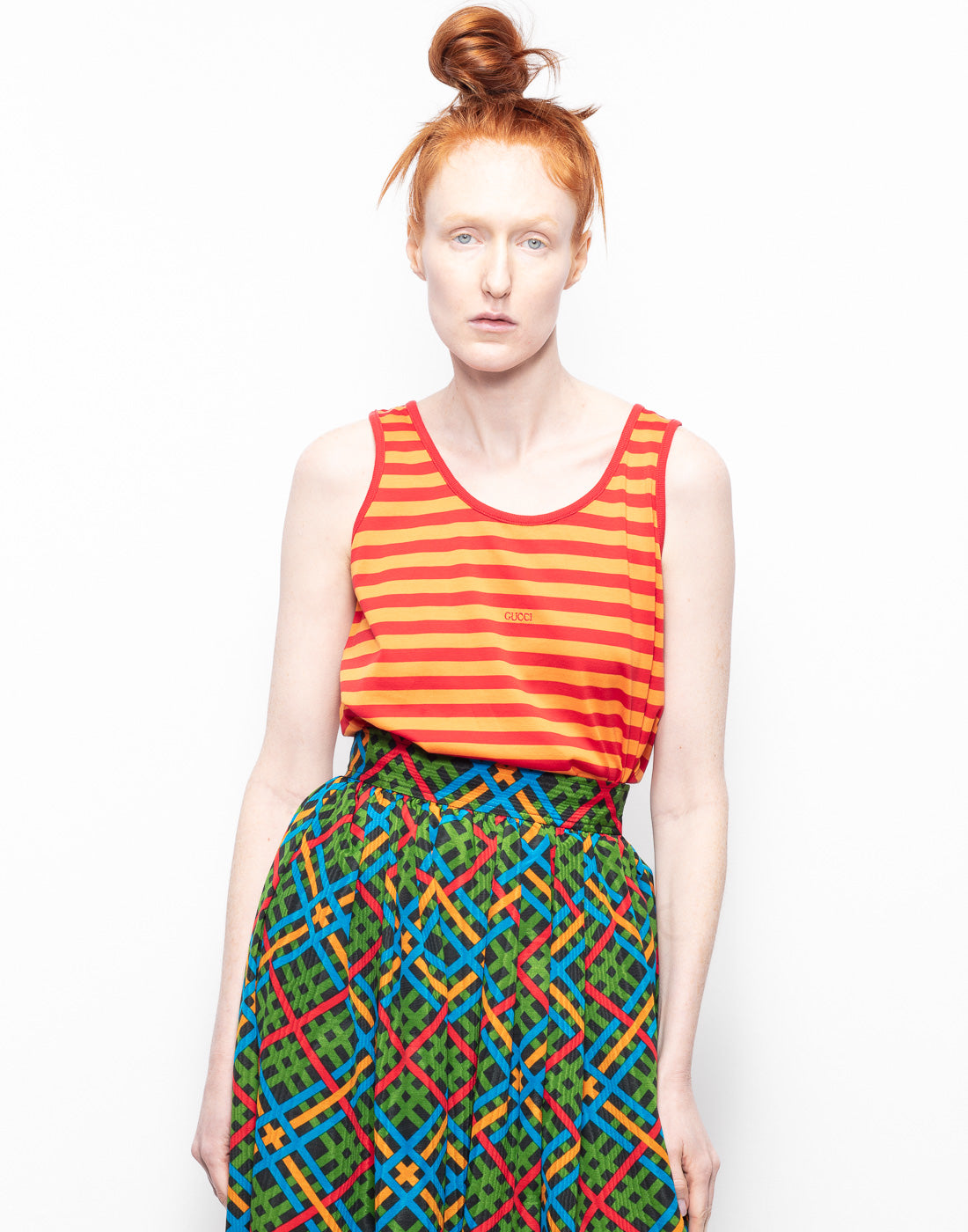 Vintage Gucci orange and red striped  tank top