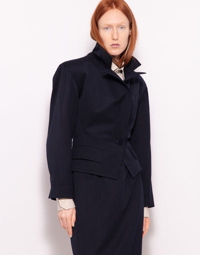 Vintage YSL suit with shorter wool blazer and longuette wool skirt