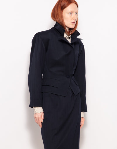 Vintage YSL suit with shorter wool blazer and longuette wool skirt