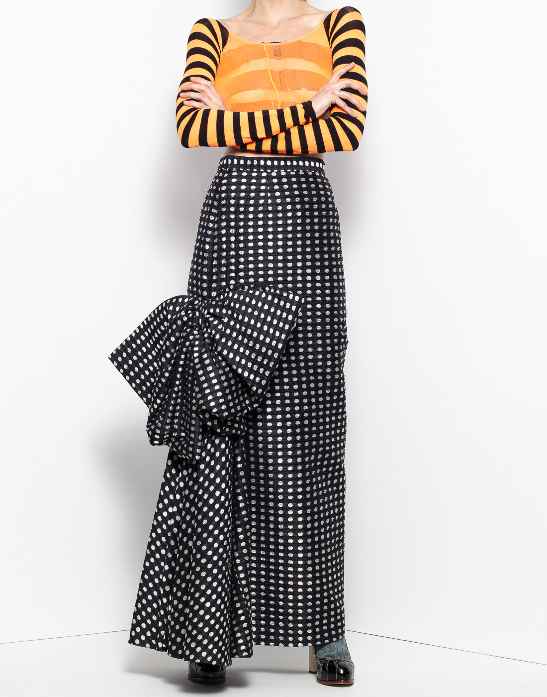 Vintage collectors YSL long poka dot skirt in silk material