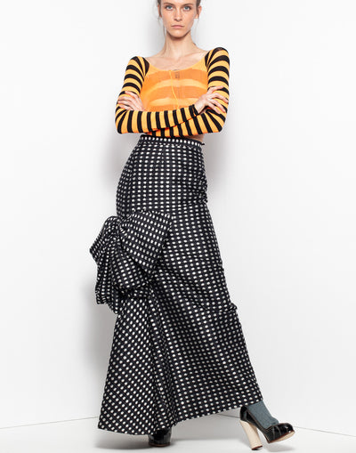 Vintage collectors YSL long poka dot skirt in silk material