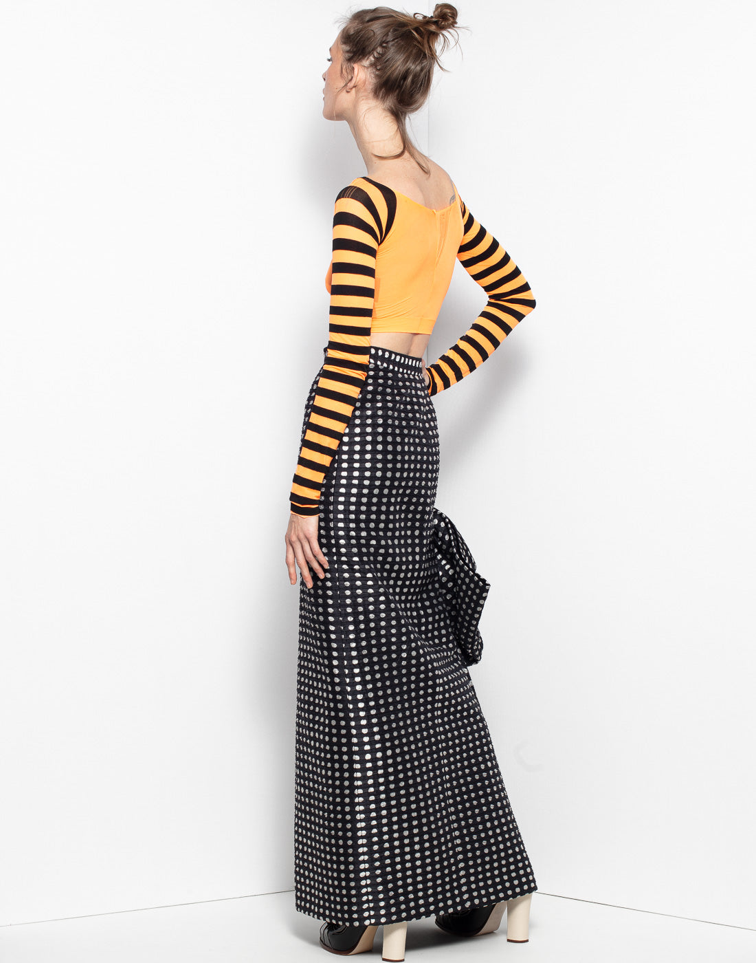 Vintage collectors YSL long poka dot skirt in silk material
