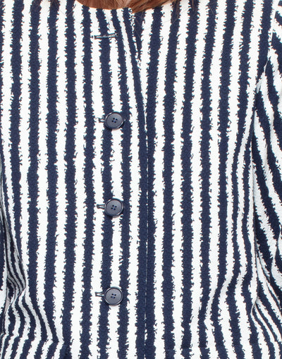 VIntage YSL irregular striped cotton jacket in shades of navy blue and white