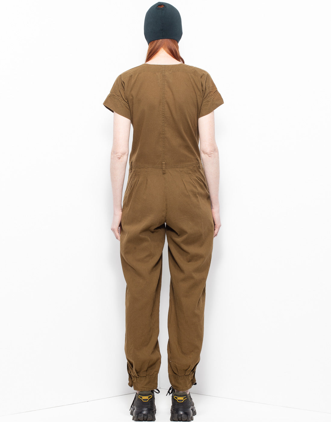 Archive Kenzo Japan short-sleeved military green cotton jumpsuit