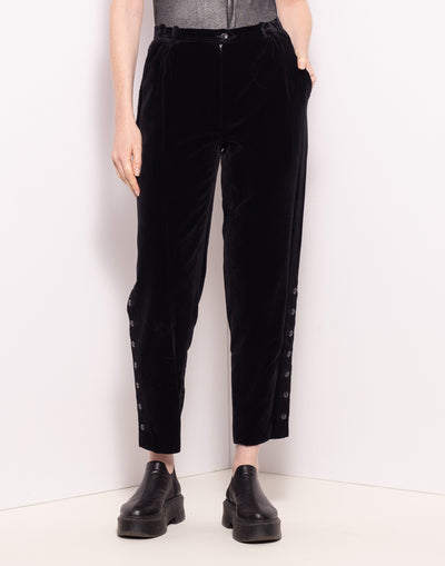 Vintage velvet trousers with leg buttons