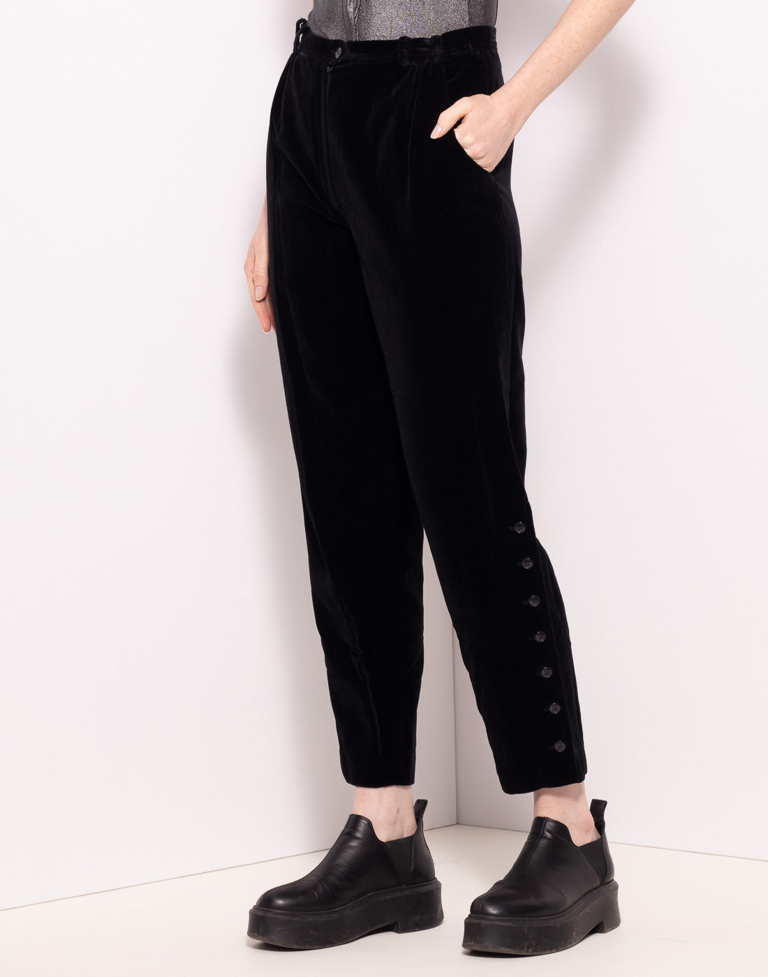 Vintage velvet trousers with leg buttons