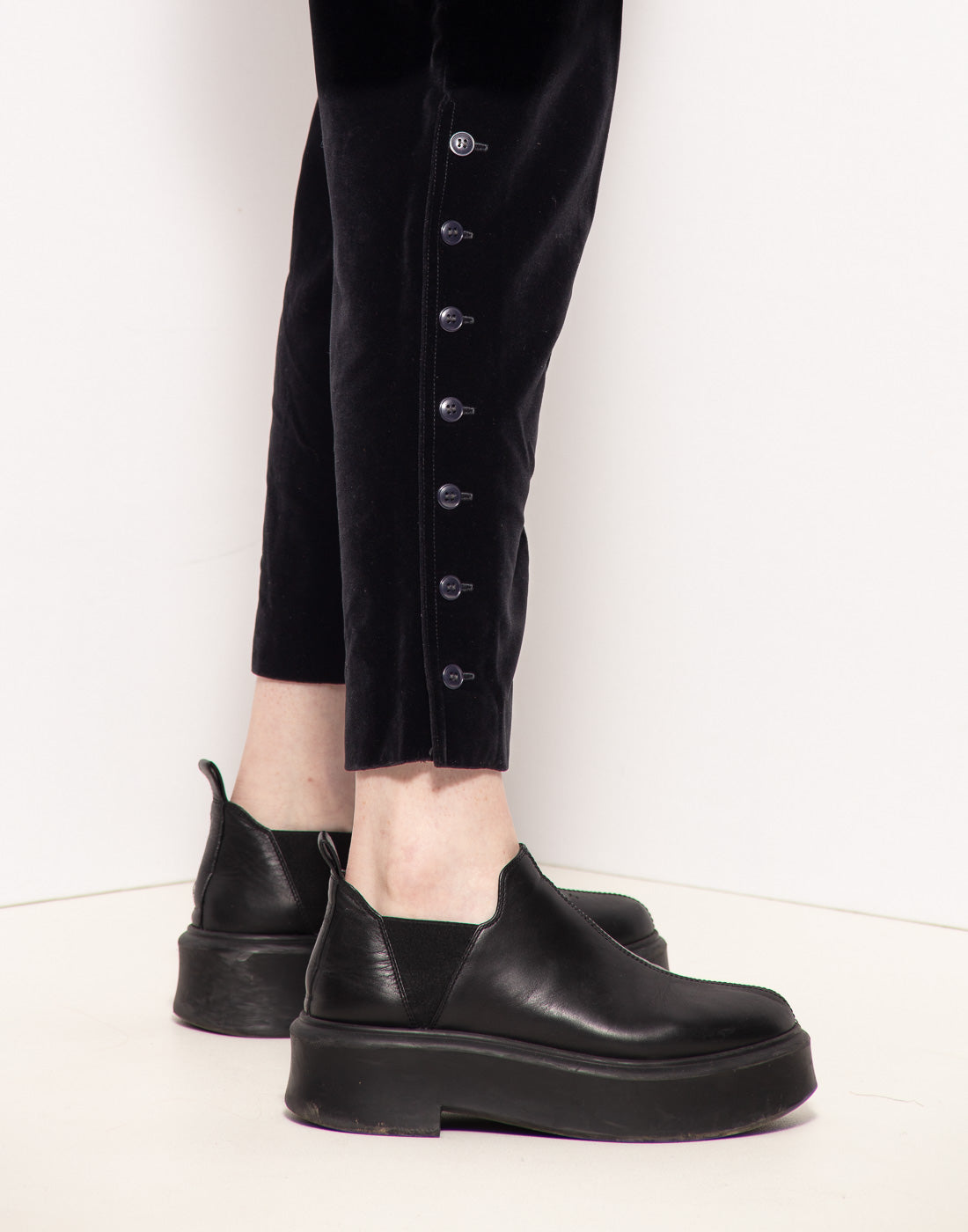 Vintage velvet trousers with leg buttons