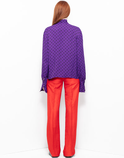 Celine 70's purple polka dots silk shirt